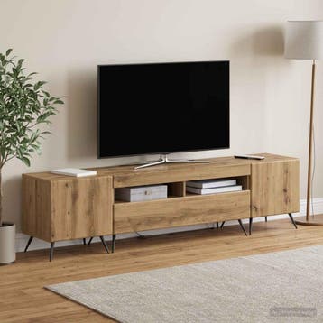 vidaXL 3-delige LED TV-kast BREDA 3 st Artisanaal eiken, Minder dan 50 cm, Verzenden, Nieuw, Minder dan 100 cm