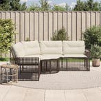 vidaXL Tuinbank met kussens en voetensteun L-vormig poly, Verzenden, Nieuw, Rotan