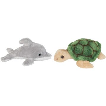 Zeedieren pluche knuffels set van 2 - dolfijn en, Kinderen en Baby's, Verzenden, Nieuw