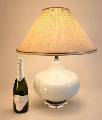 Tafellamp - Glass Boll - Glas, Chroom, Staal, Textiel