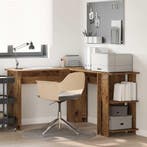 vidaXL Hoekbureau met plank Oud Hout 140 x 113,5 x 75 cm, Verzenden, Nieuw