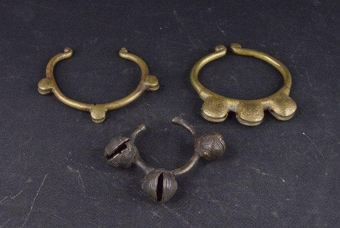 Set van 3 armbanden in Afrikaanse brons - Baule - Ivoorkust, Antiek en Kunst, Kunst | Niet-Westerse kunst