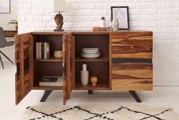 Massief houten dressoir AMAZONAS 150 cm bruin, Huis en Inrichting, Kasten | Dressoirs, Ophalen of Verzenden, Nieuw