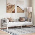 vidaXL Bedbank massief grenenhout wit 90x200 cm, Huis en Inrichting, Slaapkamer | Bedden, 90 cm, Eenpersoons, Verzenden, Wit