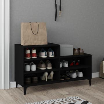 vidaXL Schoenenkast 102x36x60 cm bewerkt hout zwart, Verzenden, Nieuw