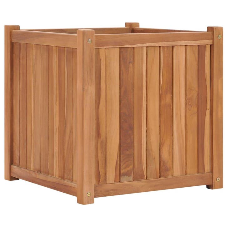 vidaXL Plantenbak verhoogd 50x50x50 cm massief teakhout, Tuin en Terras, Bloembakken en Plantenbakken, Minder dan 60 cm, Nieuw