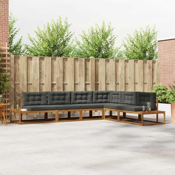 vidaXL Buiten bankenset Natuurlijk en Antraciet, Tuin en Terras, Tuinsets en Loungesets, Verzenden, Nieuw, 6 zitplaatsen