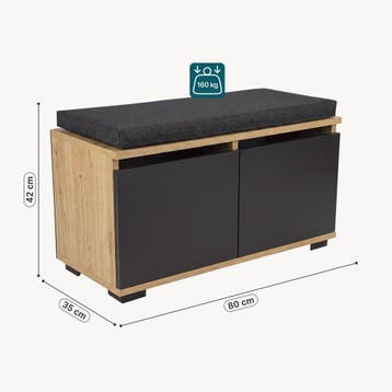 Schoenenrek Brande 80x35x42 cm eikenkleurig en zwart [en.cas, Huis en Inrichting, Verzenden, Nieuw