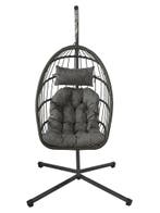 Schommelstoel PE Rattan Grijs | Nieuw | Beperkte Voorraad, Binnen, Nieuw, Ophalen of Verzenden, Met standaard
