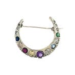 Witgouden vintage broche crescent met diamant en glas 14 krt, Ophalen of Verzenden, Nieuw