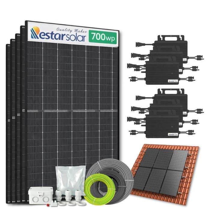 Zonnepanelen pakket voor schuindak - 7.0 kW - 10x 700, Doe-het-zelf en Verbouw, Zonnepanelen en Toebehoren, Nieuw, Ophalen of Verzenden