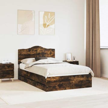 vidaXL Bedframe met lade Gerookte Eik 120 x 190 cm, Bruin, Verzenden, Nieuw, Twijfelaar