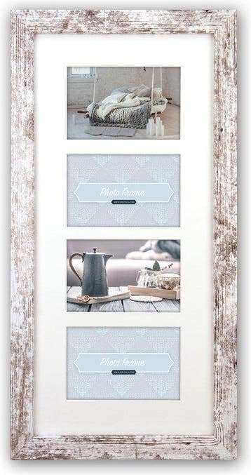 ZEP - Houten multi fotolijst wit/bruin Nelson 6 4Q voor 4, Verzenden, Nieuw