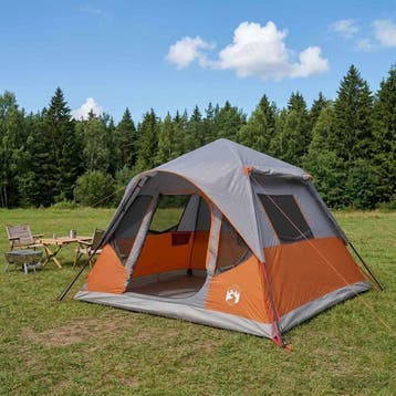 vidaXL Directe Tent met dak Grijs en Oranje 305 x 275 x 190, Caravans en Kamperen, Verzenden, Nieuw, Tot en met 2
