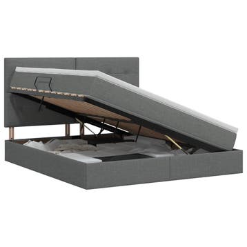 vidaXL Opslag bed met matras met opslag Donkergrijs 140 x, Huis en Inrichting, Slaapkamer | Bedden, Verzenden, Nieuw, Stof