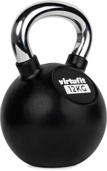 VirtuFit Kettlebell - Rubber/Chroom - 12 kg, AFHAALDEAL!!, Ophalen, Nieuw, Benen
