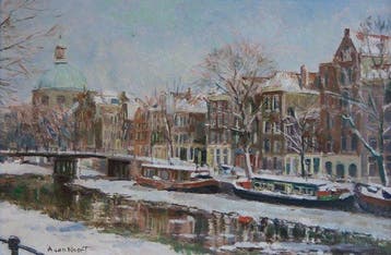 Arie-Kees van Noort (1914–2003) - The Koepelkerk on the, Antiek en Kunst, Kunst | Schilderijen | Klassiek