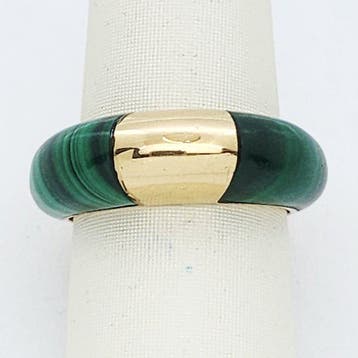 Ring - 18 karaat Geel goud - malachiet, Nieuw
