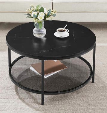 Nieuwe George Moderne Salontafel Zwart Faux Marmer – 80x46cm, Huis en Inrichting, Tafels | Salontafels, 50 tot 100 cm, Verzenden