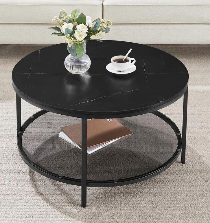 Nieuwe George Moderne Salontafel Zwart Faux Marmer – 80x46cm, Huis en Inrichting, Tafels | Salontafels, 50 tot 100 cm, Nieuw, Glas