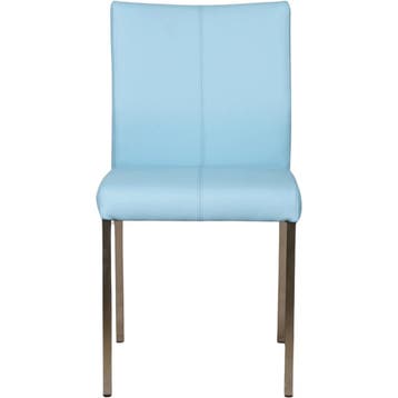Set van 8 Leren eetkamerstoelen Basic - Toledo Sky Blue, Ophalen of Verzenden, Nieuw, Leer