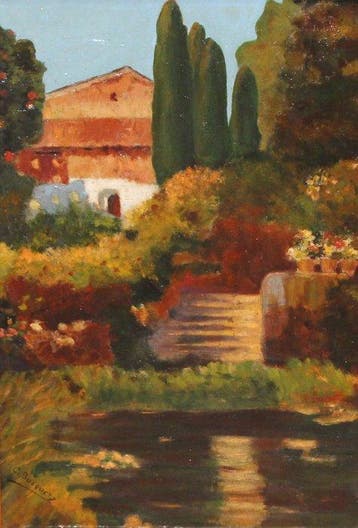 Camil Busquets (1880–1946) - Luz de la tarde en el jardín