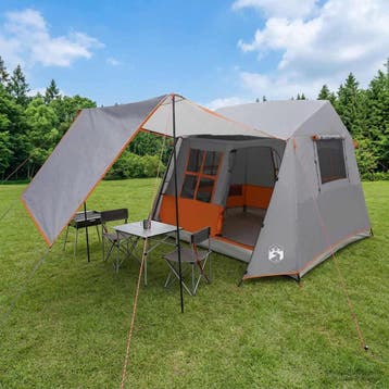 vidaXL Tunneltent 275 x 240 x 200 cm Grijs en Oranje, Verzenden, Nieuw, Tot en met 2