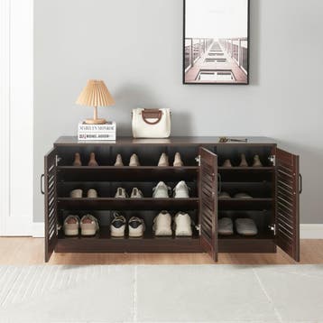 Schoenenkast Løten 62x125x36 cm wengé [en.casa], Verzenden, Nieuw
