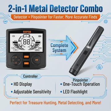 SUNPOW Professionele Metaaldetector Kit met Pinpointer - Wat, Hobby en Vrije tijd, Verzenden, Nieuw