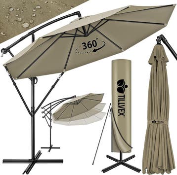 Zweefparasol - Tuinparasol - Parasol 300 cm - Met voet - Met, Verzenden, Zo goed als nieuw