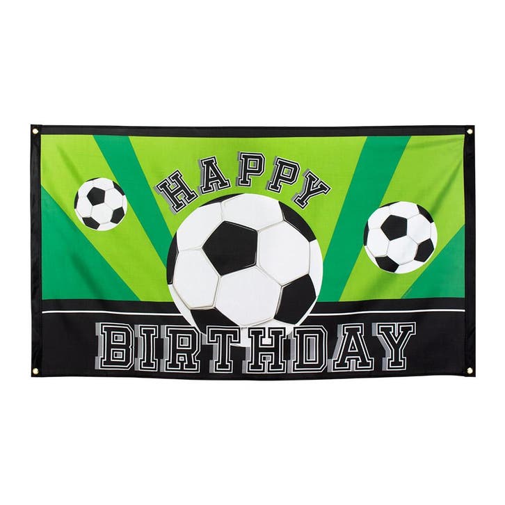 Voetbal Vlag Happy Birthday 150x90cm, Hobby en Vrije tijd, Feestartikelen, Nieuw, Ophalen of Verzenden