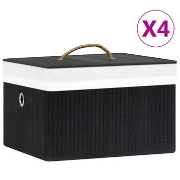vidaXL Opbergboxen 4 st bamboe zwart, Verzenden, Nieuw