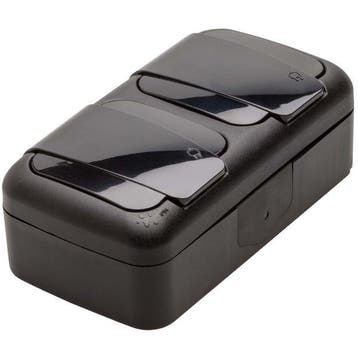Viko opbouw dubbel stopcontact horizontaal zwart IP54 Pal..., Ophalen of Verzenden, Nieuw
