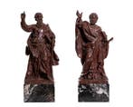 sculptuur, San Pietro e San Paolo in marmo - 73 cm - Marmer