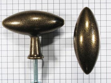 Knop ovaal messing antiek 53 x 21 mm, Verzenden, Nieuw