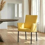 Leren eetkamerstoel Comfort met armleuning - Toledo Giallo, Ophalen of Verzenden, Nieuw, Leer, Modern