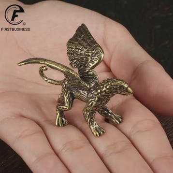 Bronzen Griffioen Beeldje - Miniatuur Woondecoratie & Uniek
