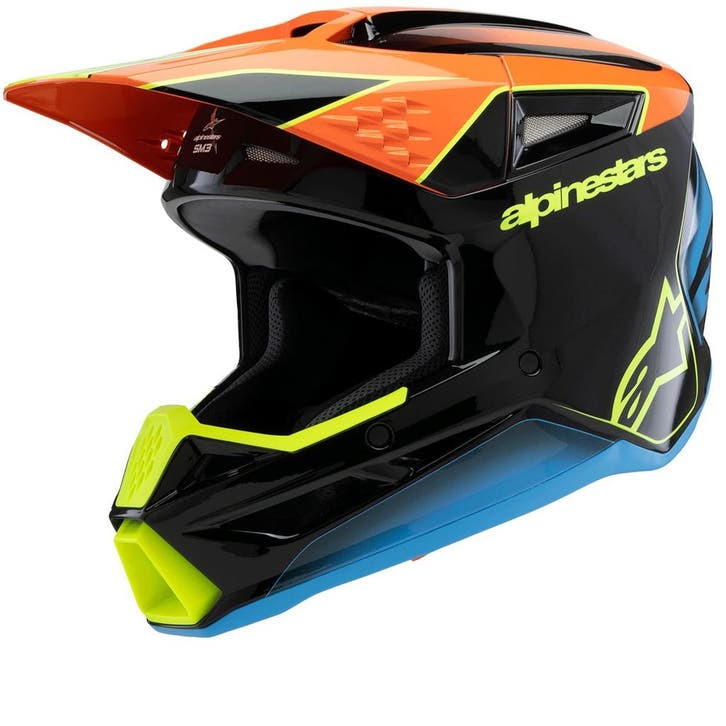 Alpinestars S-M3 Youth Fray Zwart Oranje Geel Fluo Offroad, Motoren, Kleding | Motorhelmen, Heren, Nieuw met kaartje, Overige merken