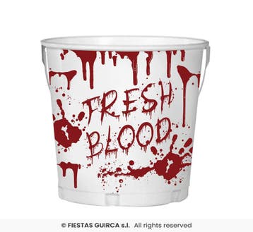 Metalen Emmertje Halloween Fresh Blood (19x23cm), Ophalen of Verzenden, Nieuw