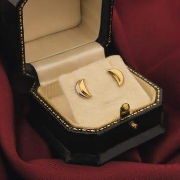 Bicolor gouden oorstekers (Oorbellen), Ophalen of Verzenden, Gebruikt, Goud, Goud