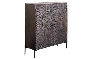 Highboard TRIBAL 120 cm 3D antieke look mangohout, Ophalen of Verzenden, Nieuw