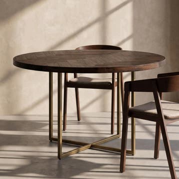 *WOONWINKEL* Ronde Eettafel Visgraat Acacia, Huis en Inrichting, Tafels | Eettafels, Verzenden, Nieuw