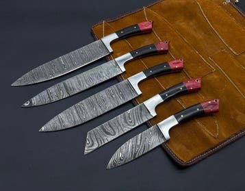 Japanese Style Kitchen Knife SET With Leather BAG Included -