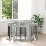 vidaXL Hondenhekje met standaards 6 pcs Grijs sonoma 80 x 80, Dieren en Toebehoren, Verzenden, Nieuw