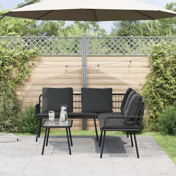 vidaXL Tuinbankenset 2 st Zwart poly rattan, Verzenden, Nieuw, 2 zitplaatsen
