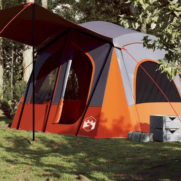 vidaXL Tent 5-persoons waterdicht grijs en oranje, Verzenden, Nieuw, Tot en met 2