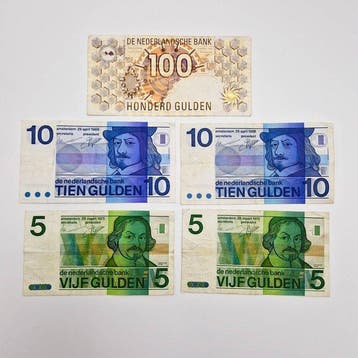 Nederland. - 5 banknotes Gulden 1992,1973, 1968 - PL105,