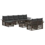 vidaXL Tuinbankenset 10 pcs Grijs poly rattan, Verzenden, Nieuw, Meer dan 8 zitplaatsen