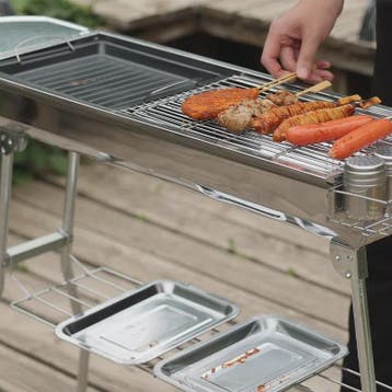 Grote RVS Houtskool BBQ Grill - Draagbaar, Opvouwbaar & Eenv, Tuin en Terras, Buitenkeukens, Verzenden, Nieuw