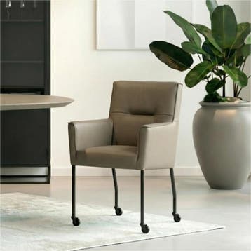 Set van 8 Leren eetkamerstoelen Lucky - Toledo Smog (grijs), Ophalen of Verzenden, Nieuw, Leer